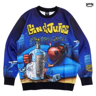 ̵DEATH ROW RECORDS  SNOOP DOGG GIN AND JUICE TRACK CREWNECKMULTI COLOR