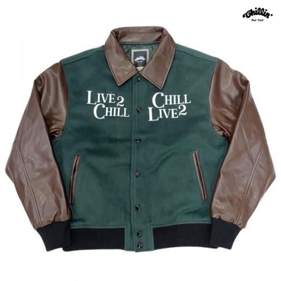 CHILLIN live2スタジャン　L 送料無料】CHILLIN LIVE 2 CHILL CHILL 2 LIVE STADIUM JACKET【GREEN