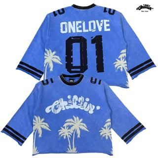 ̵CHILLIN LOS ANGELES CROPPED LONG SLEEVE SHIRTSBLUE