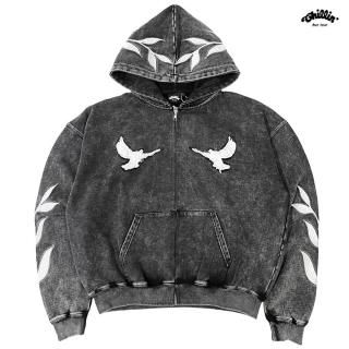 ̵CHILLIN PIGEON PIGMENT ZIP HOODIEVINTAGE BLACK