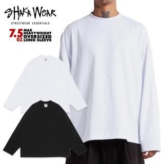 ̵SHAKA WEAR 7.5 OZ MAX HEAVYWEIGHT OVERSIZED L/S TġWHITE/BLACK