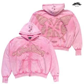 ̵CHILLIN NY BUTTERFLY PIGMENT ZIP HOODIEPINK