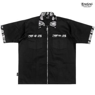 【送料無料】LOWLOW STREETWEAR CRUISE NIGHT BANDAN ZIPUP SHIRTS【BLACK】