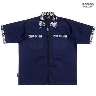 LOWLOW STREETWEAR ROLLING BANDAN ZIPUP SHIRTS【NAVY】