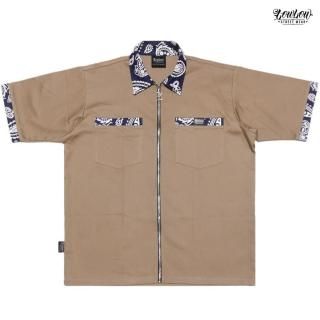 LOWLOW STREETWEAR LOWRIDING BANDAN ZIPUP SHIRTS【KHAKI】