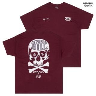 【送料無料】CYPRESS HILL × CROOKS & CASTLES CROSS BONES Tシャツ【BURGUNDY】