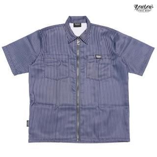 【送料無料】LOWLOW STREETWEAR SUMMER STRIPES ZIPUP SHIRTS【BLUE】