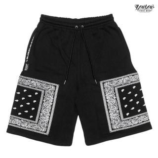 【送料無料】LOWLOW STREETWEAR BANDANA SWEAT SHORTS【BLACK】