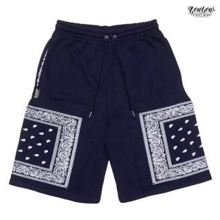 【送料無料】LOWLOW STREETWEAR BANDANA SWEAT SHORTS【NAVY】