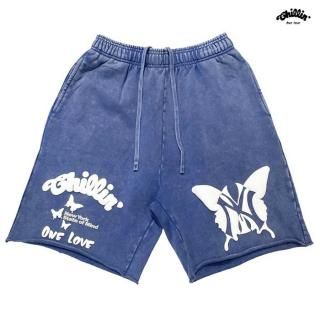 【送料無料】CHILLIN NY BUTTERFLY PIGMENT SWEAT SHORTS【NAVY】
