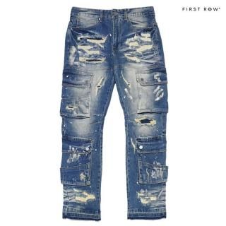 ̵FIRST ROW UTILITY CARGO MULTI DENIM PANTSWASH BLUE