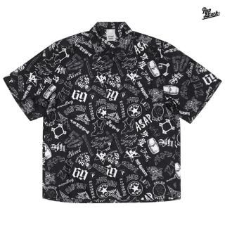 ̵RAP ATTACK RAPPER'S TATTOO OPEN SHIRTSBLACK