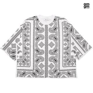 ̵AMGM STUDIO PAISLEY PREMIUM CROPPED TġWHITE