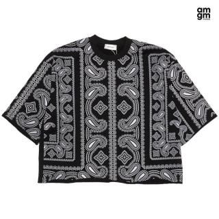 ̵AMGM STUDIO PAISLEY PREMIUM CROPPED TġBLACK