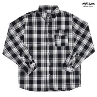 ̵SHAKA WEAR PLAID FLANNEL OVER SHIRTSBLACK