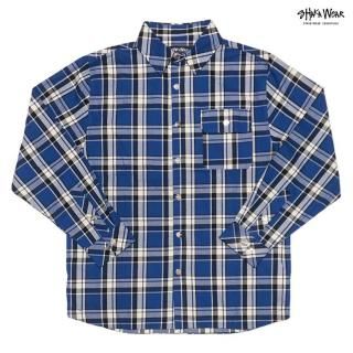 ̵SHAKA WEAR PLAID FLANNEL OVER SHIRTSBLUE