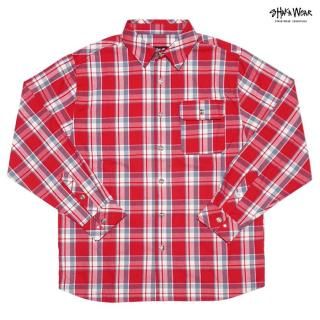 ̵SHAKA WEAR PLAID FLANNEL OVER SHIRTSRED