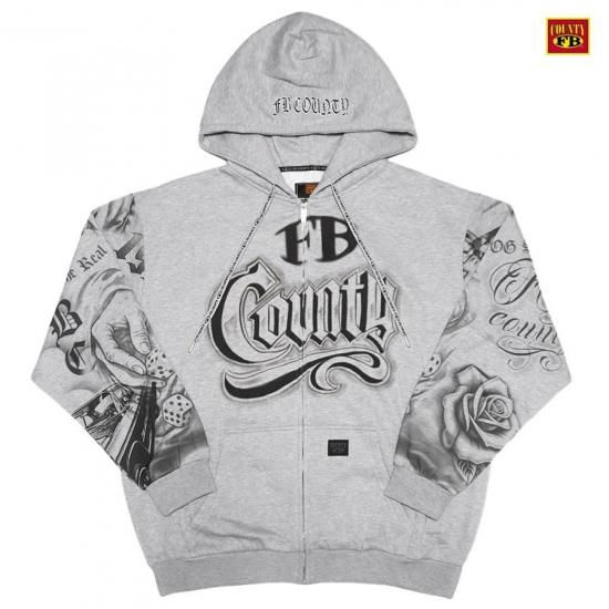 ◆user_aca3fdf3◆ 送料無料】FB COUNTY TATTED UP ZIPUP HOODIE【GRAY】 - INDOOR