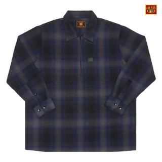 ̵FB COUNTY CHECKER L/S ZIP SHIRTBLACKNAVY