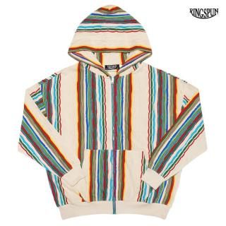 ̵RINGSPUN WAVE JACQUARD ZIPUP HOODIECREAM