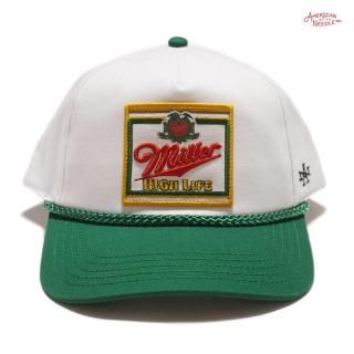 ̵AMERICAN NEEDLE ROSCOE SNAPBACK CAP - MILLER HIGH LIFE -WHITEGREEN