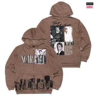 ̵REASON CLOTHING  SCARFACE ZIP UP HOODIEBROWN
