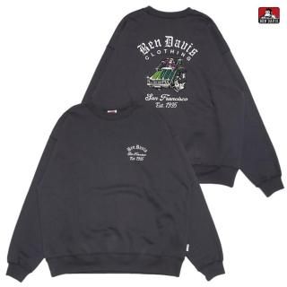̵BEN DAVIS LOWRIDE EMB CREWNECK SWEATCHARCOAL