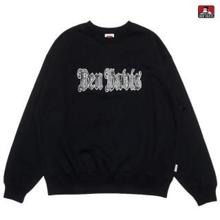 ̵BEN DAVIS PLAID LOGO CREWNECK SWEATBLACK