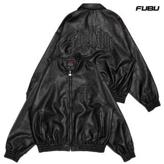 ̵FUBU FAUX LEATHER STUDS PATCH JACKETBLACK