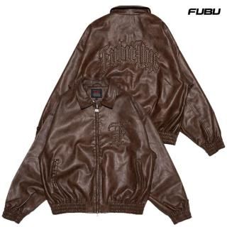 ̵FUBU FAUX LEATHER STUDS PATCH JACKETBROWN