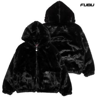 ̵FUBU FAUX FUR HOODED JACKETBLACK