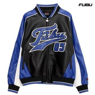 ̵FUBU FAUX LEATHER GAME JACKETBLACKBLUE