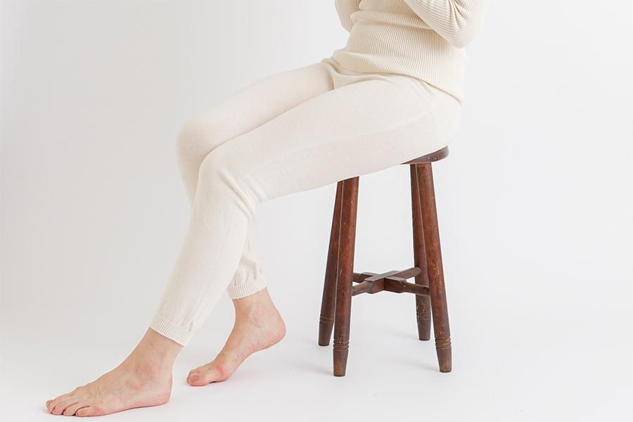 シルクコットン 縫い目のないロングニットパンツ