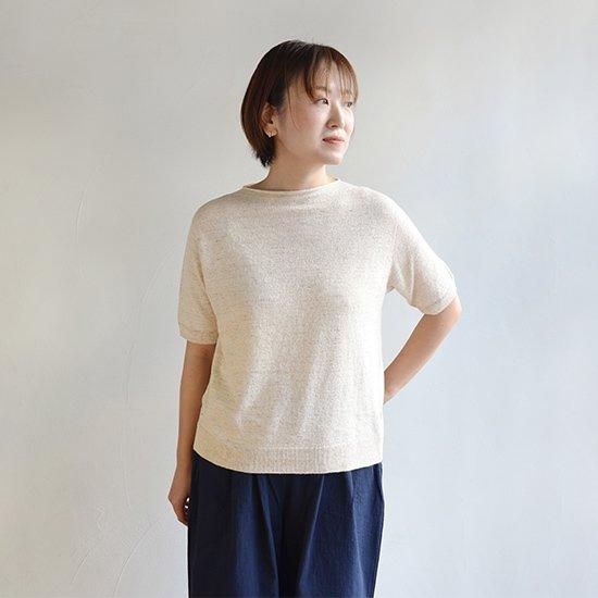 プリスティン コットンリネン平織5分袖プルオーバー コットンリネン