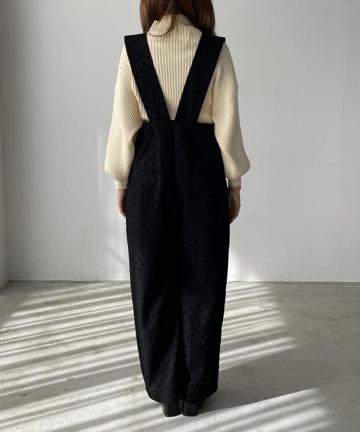 フロッキードットハイウエストサロペット - 210nouve | トゥージュヌーヴ