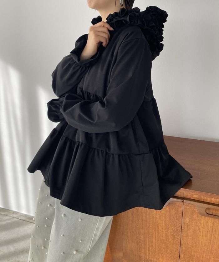 フリルフードティアードパーカージャケット - 210nouve | トゥージュヌーヴ