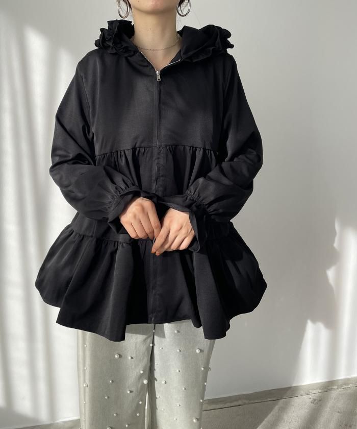 フリルフードティアードパーカージャケット - 210nouve | トゥージュヌーヴ