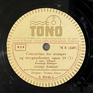 ジョージ・エスクデール(tp:1897-1960): トランペットと弦楽のためのコンチェルティーノ Op.29／Lille Ouverture