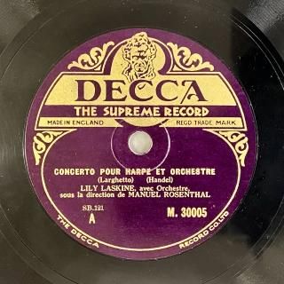 リリー・ラスキーヌ(hp:1893-1988): ハープ協奏曲(ヘンデル)/ロンド(ナードルマン-ロザンタール)