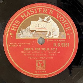 ユーディ・メニューイン(Vn:1916-99) : 無伴奏ヴァイオリンソナタ（バルトーク）