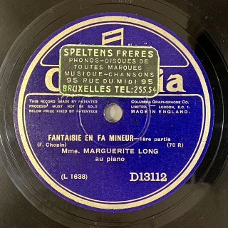 マルグリット・ロン(P:1874-1966): 幻想曲ヘ短調op.49（ショパン）