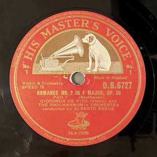 ジョコンダ・デ・ヴィート(Vn:1907-94): ロマンス第2番ヘ長調op.50（ベートーヴェン）