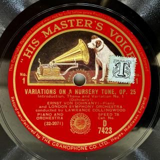 エルンスト・フォン・ドホナーニ(P,Cond:1877-1960) : 童謡の主題による変奏曲op.25／ハンガリー牧歌Op.32bより「第2楽章」（ドホナーニ）