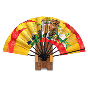 外国へのお土産飾り扇子 9寸鶴/ゴマ竹台付き Rc103 - itotsune