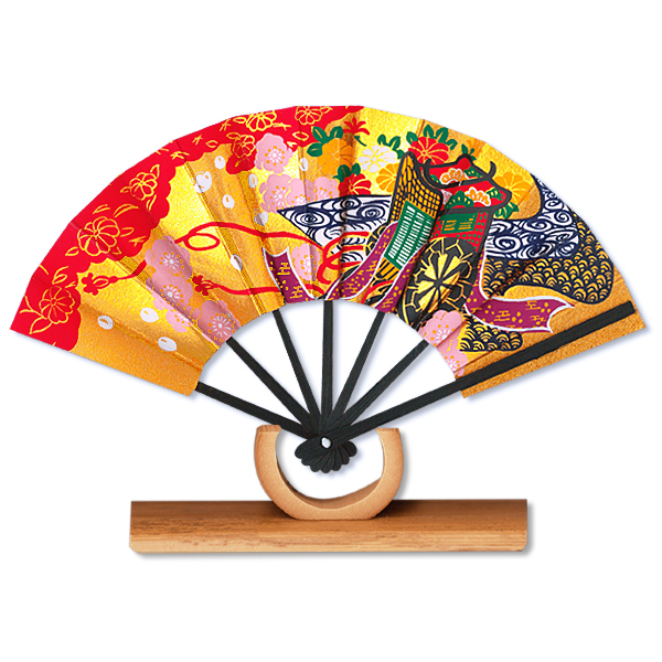 日本のお土産 豆扇子 御所車 扇子台付 Itotsune 日本のお土産 豆扇子 御所車 扇子台付 Itotsune