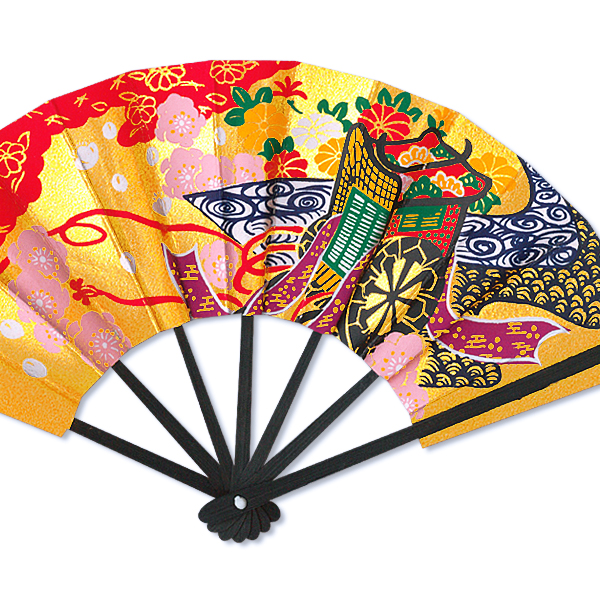 日本のお土産 豆扇子 御所車 扇子台付 Rf009 - itotsune