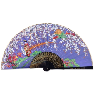 飾り京扇子 サテン扇子/桜金閣に舞妓 ピンク/29cm - itotsune 飾り京扇子 サテン扇子/桜金閣に舞妓 ピンク/29cm - itotsune