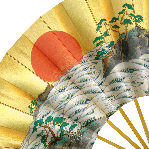 飾り京扇子 高級仕舞扇子 白波に日の出/牡丹 Ub106 - itotsune 飾り京扇子 高級仕舞扇子 白波に日の出/牡丹 Ub106 - itotsune