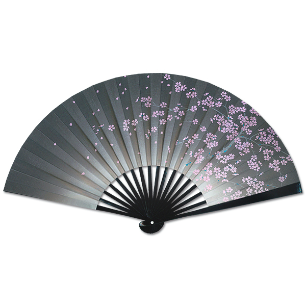 女性用 紙扇子 黒ぼかし桜/和装用京扇子 Dh21 - itotsune 女性用 紙扇子 黒ぼかし桜/和装用京扇子 Dh21 - itotsune
