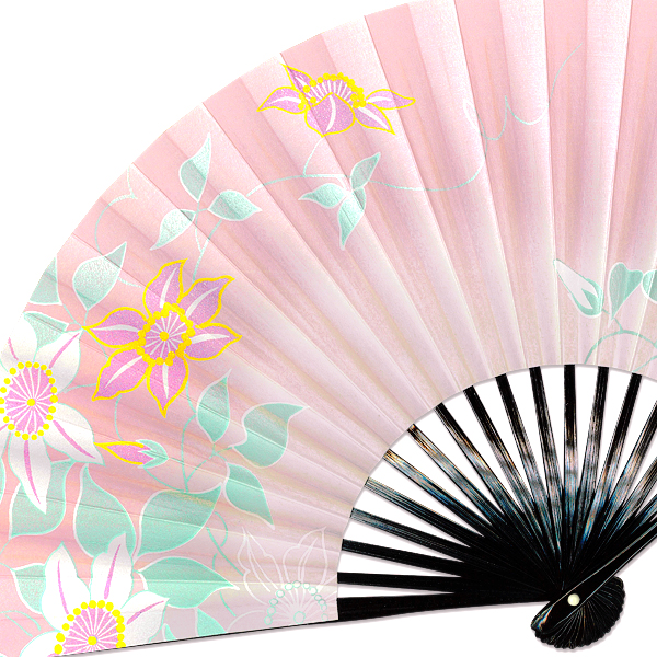 名古屋帯 扇子にお華 正絹 可愛いデザイン 淡いピンク T-2236 名古屋帯 扇子にお華 正絹 可愛いデザイン 淡いピンク T-2236